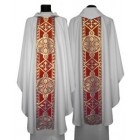 White Chasuble with Deep Red and Gold Orphrey Panel