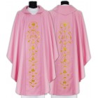 Rose Pink Gothic Chasuble with Traditional Gold IHS Orphrey